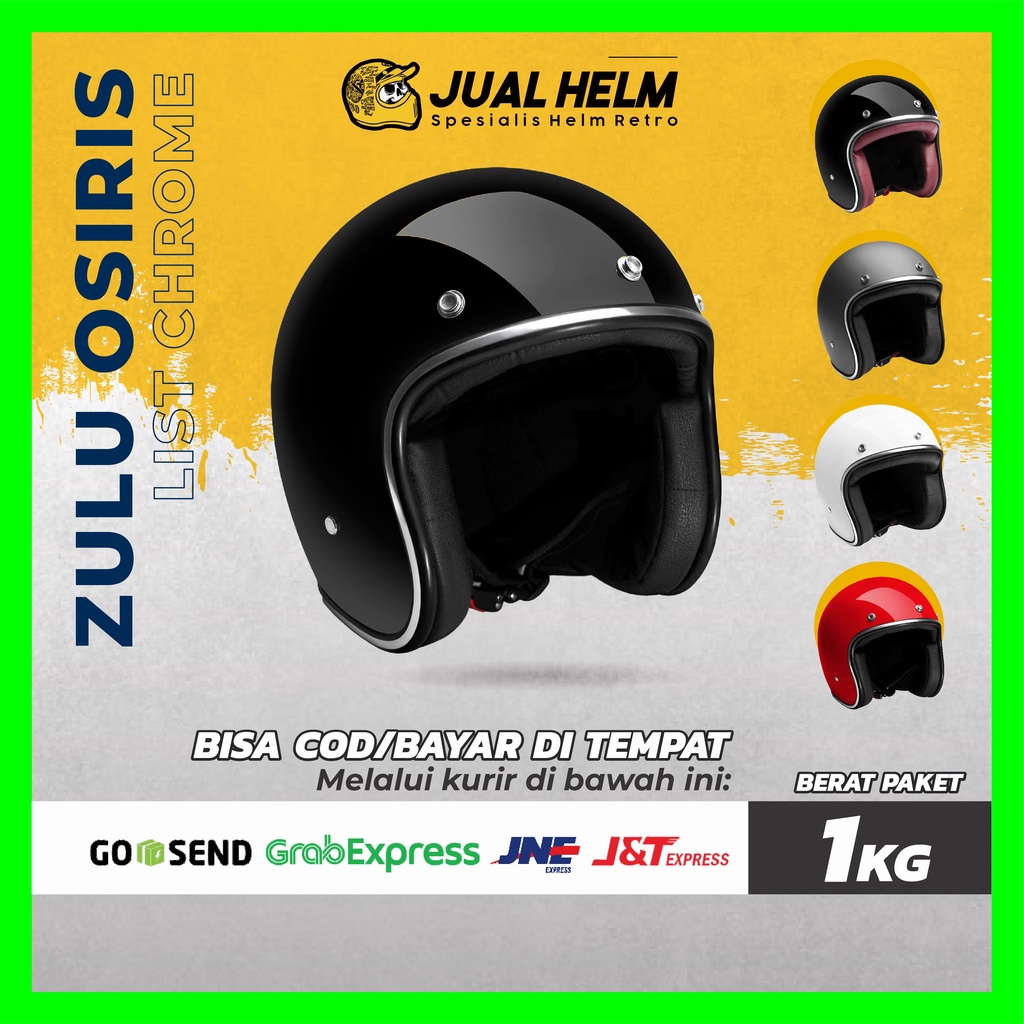 HELM RETRO ZULU OSIRIS LIST CHROME ( Bogo / Vespa / Klasik )