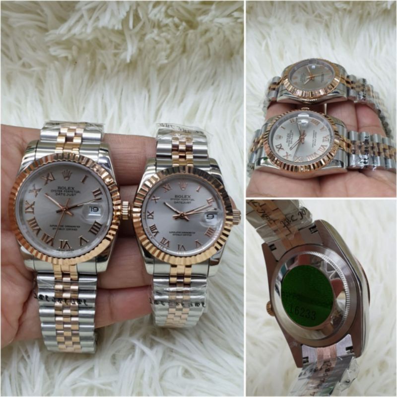 jam tangan couple rolex datejust automatic stainless kualitas original