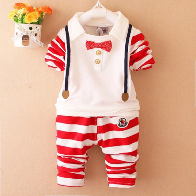 Set baju atasan motif garis-garis