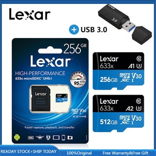 100% Original Lexar 633x SD Card Memory 64GB 128GB 256GB SDXC Class10 Flash