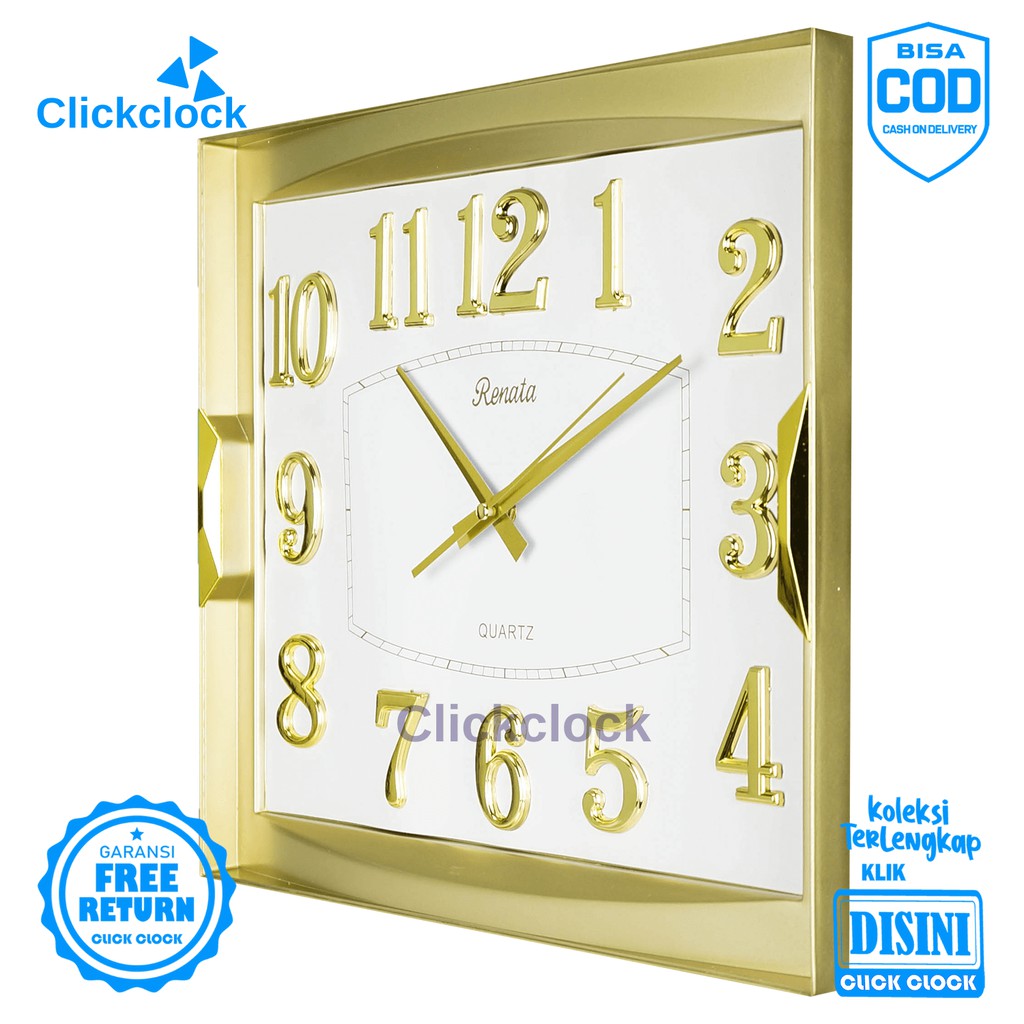 Jam Dinding Quartz Minimalis Gold Renata 9404 Besar Dekorasi Dinding Unik