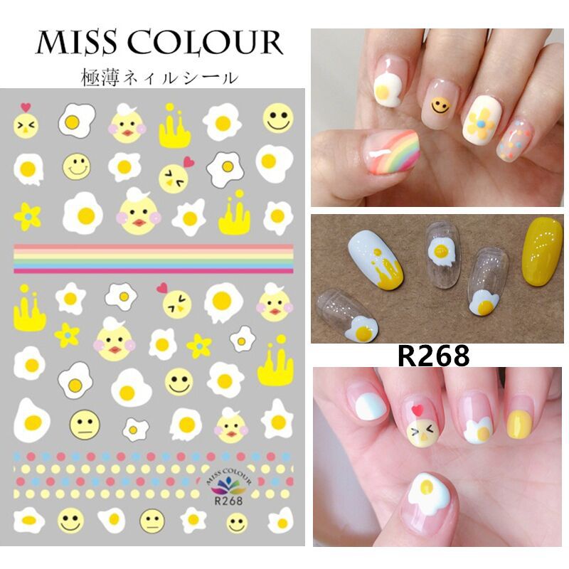 16 pcs / set Hyuna Style Nail Sticker / Hyunya Gaya Yang Sama Nail Art / Nail Sticker / Nail Art Sticker / Aksesoris / Strawberry Rainbow Cherry Decal