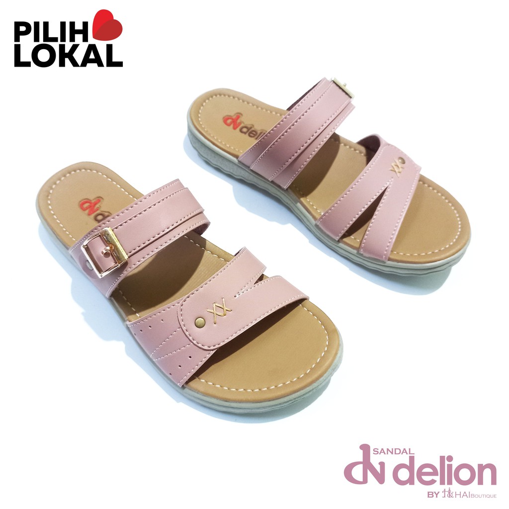 Sandal Wanita Murah Nyaman Slip Casual Santai Selop Sendal Cewek Flat Slop Flip Flop Cantik Gesper Sandal Sepatu Ban dua Perempuan Dewasa Model Terbaru 2022 Cewek Remaja Double Strap Wedges 3CM Casual Formal Sandak Kulit Cewe Ban 2 Warna Pink Coklat Empuk