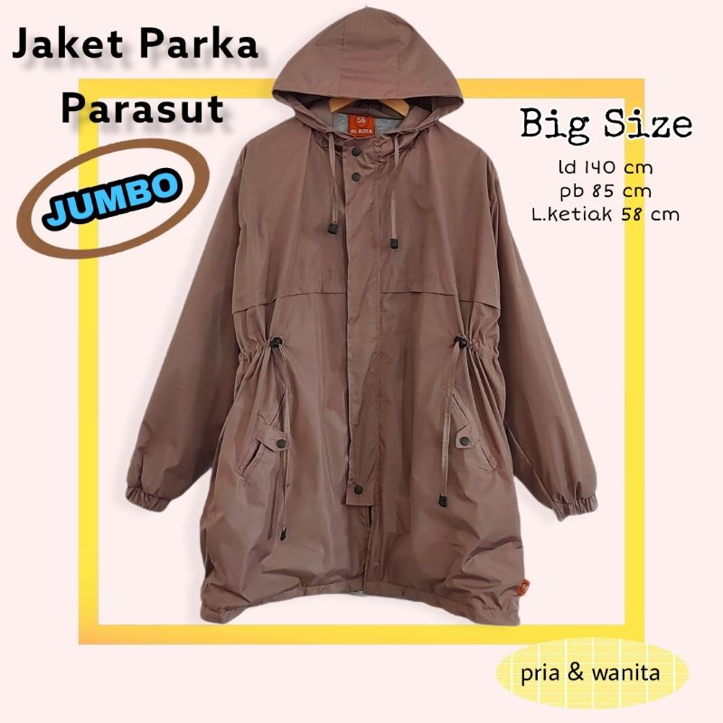 Jaket parka parasut model korea JUMBO/ld 140 cm/puring fleece/BIG SIZE/pria/wanita