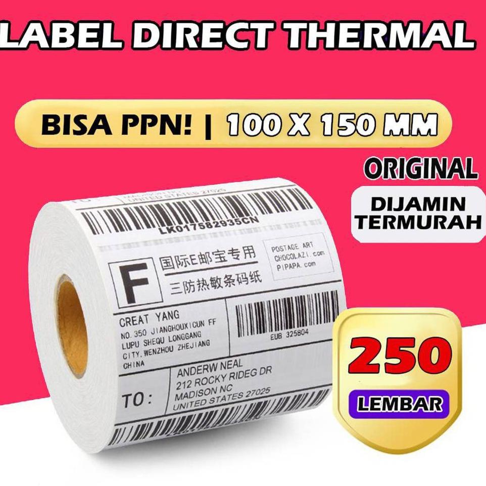 

Terbaru.. 100 x 150 thermal label direct barcode 100x150 isi 250 pcs A6 strip thermal label paper shipped from Indonesia