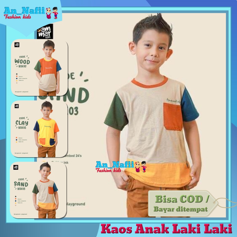 Kaos Anak Laki Laki Lengan Pendek AmmarKids Bumi Series  3 12 Tahun Baju Harian Anak Laki Laki 2 Tahun 3 Tahun 6 Tahun 8 Tahun Umur 10 Tahun Distro Murah