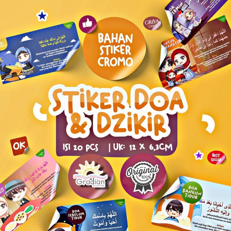 

STIKER DOA SEHARI-HARI | SIZE 12x6,3CM | sticker dzikir dan doa | ISI 20 PCS