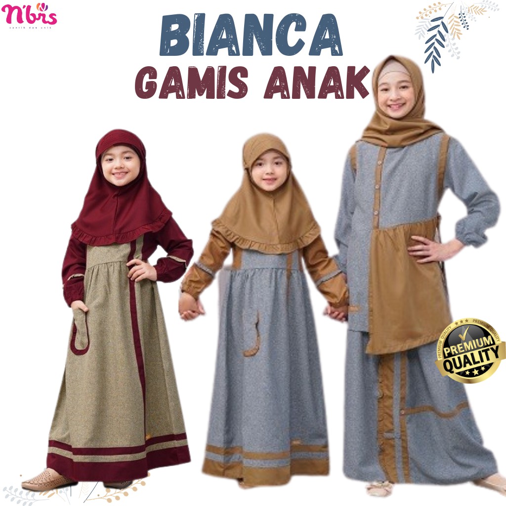 BAJU GAMIS COUPLE SARIMBIT KELUARGA DRESS ANAK BAYI MUSLIM PEREMPUAN TERBARU NIBRAS BIANCA SYARI