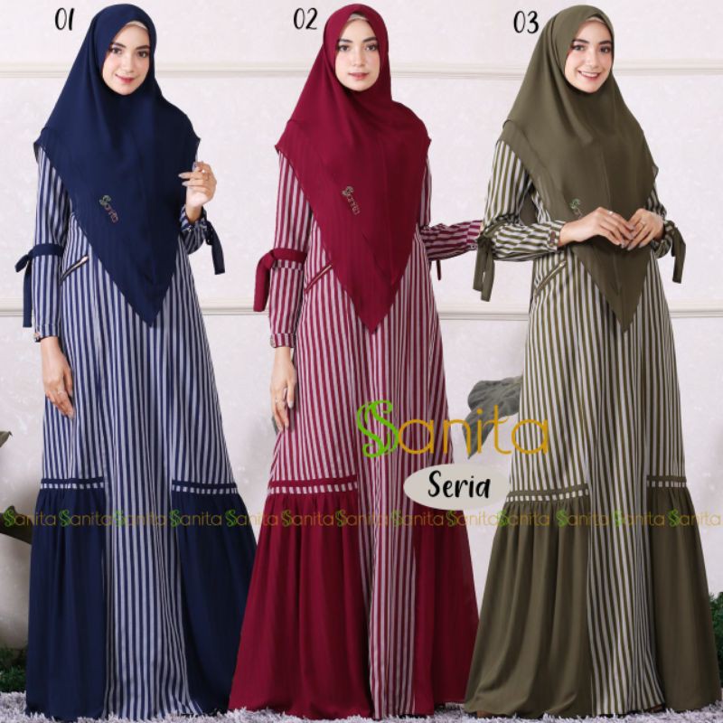 SYARI SERIA BY SANITA GAMIS SYARI PREMIUM SET SYAR'I TERBARU SETELAN SYARI ORIGINAL