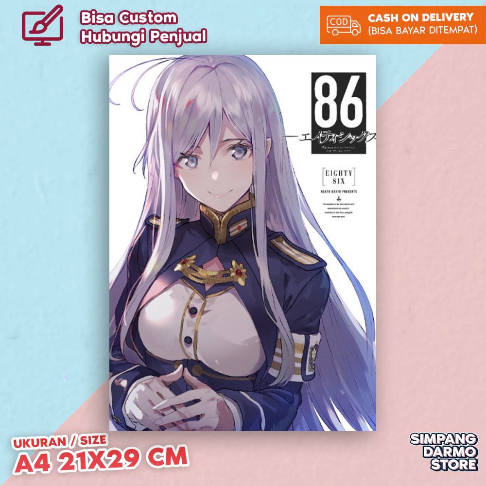 Poster 86 EIGHTY-SIX Shin Undertaker Lena Vladilena Milizé Ukuran A4 21x29 cm Hiasan Dinding Wibu