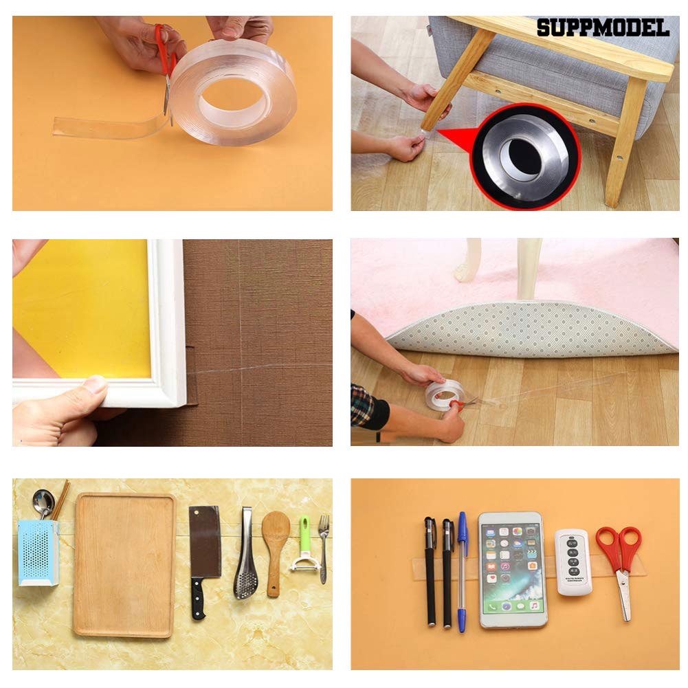 Selotip Dua Sisi Transparan Multifungsi Ukuran 1 / 2 / 3 / 5m