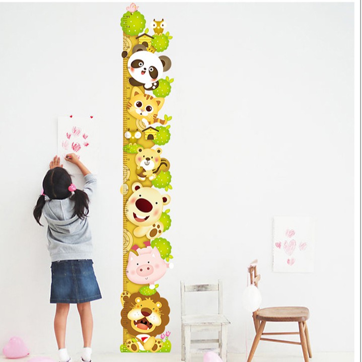 RELIZA WALL STICKER PENGUKUR TINGGI BADAN POHON ANAK ANIMAL HEWAN STICKER DINDING ABC1014