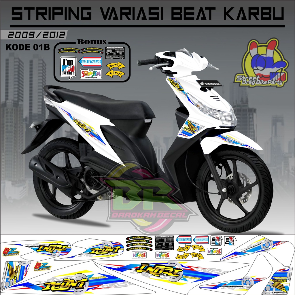 Striping Beat Karbu Stiker Lis Motor Beat Karbu kode 08