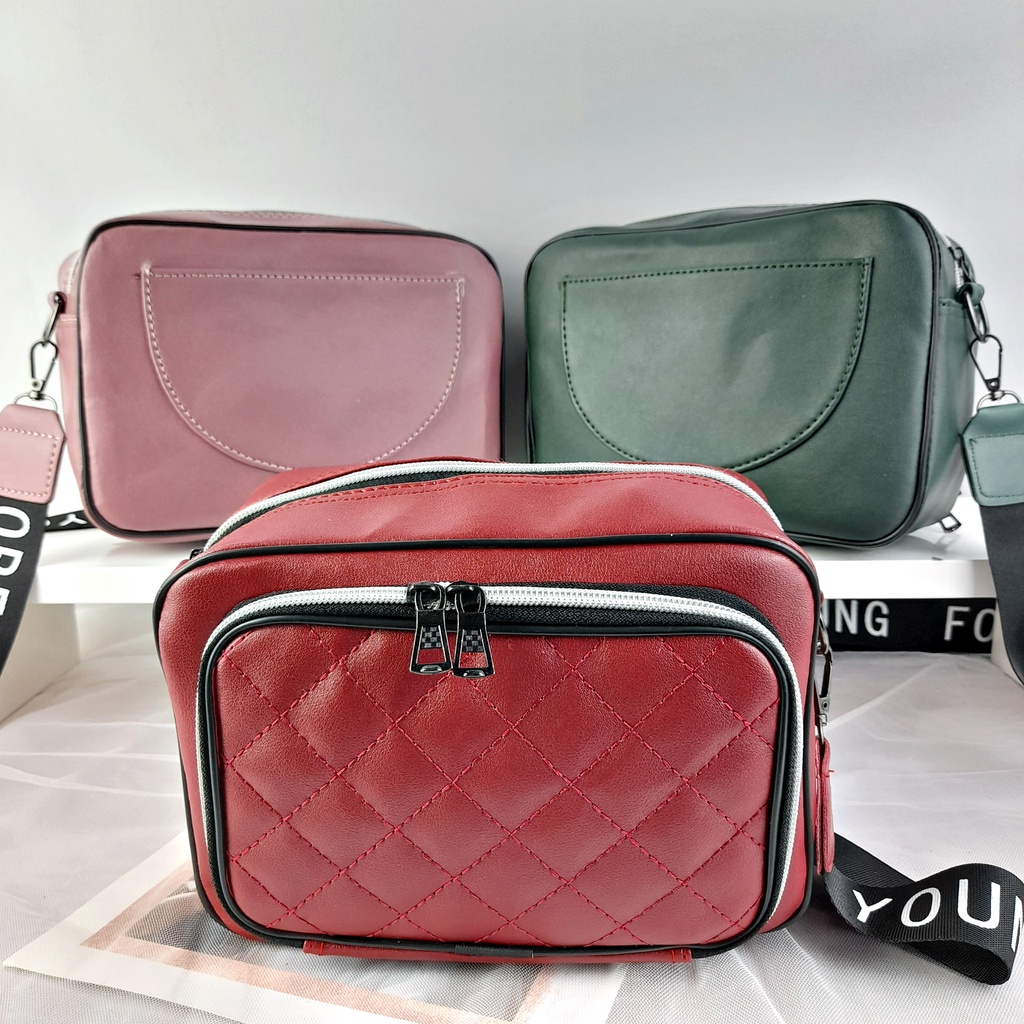 Tas Selempang Wanita Sling Bag Kulit Tali Lisban Kotak Model Ala Korea KT047