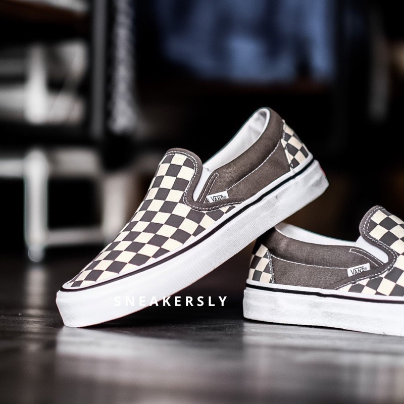 Vans Classic Slip On Pewter True White | Sepatu Vans Original 100%