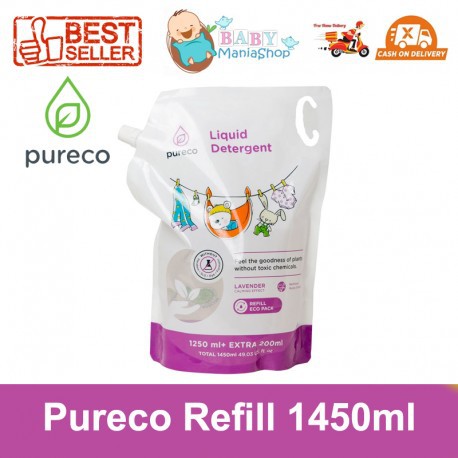 Pureco Refill 1450ml Liquid Detergen Sabun Pencuci Pakaian Baju Bayi Aman Ramah Lingkungan Babymania