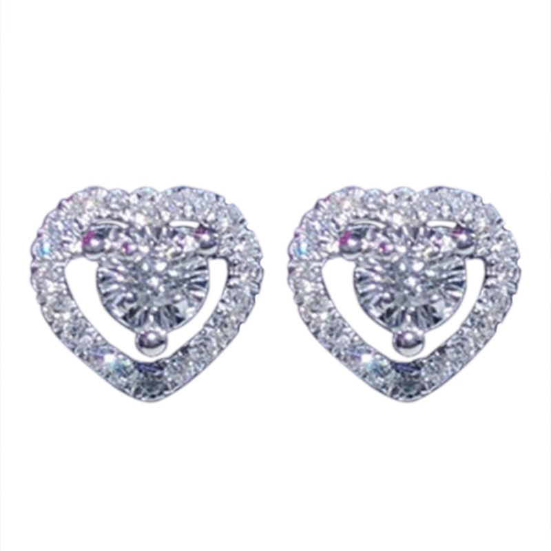 Luxury Cubic Zirconia Heart Earrings For Women High Quality Bridal Stud Earring For Wedding Fancy Love Gift Trend Jewelry