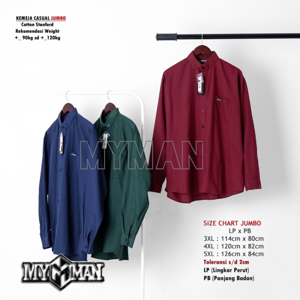 MY MAN Original Kemeja Polos lengan panjang jumbo kemeja pria warna Kubus big size art seri MY234