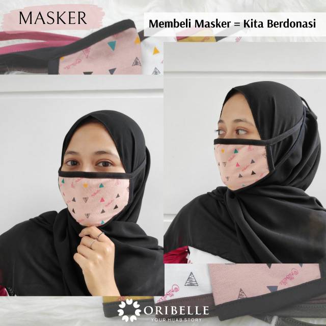 MASKER KAIN NON MEDIS TALI KUR EAR LOOP HIJAB 2ply 3ply