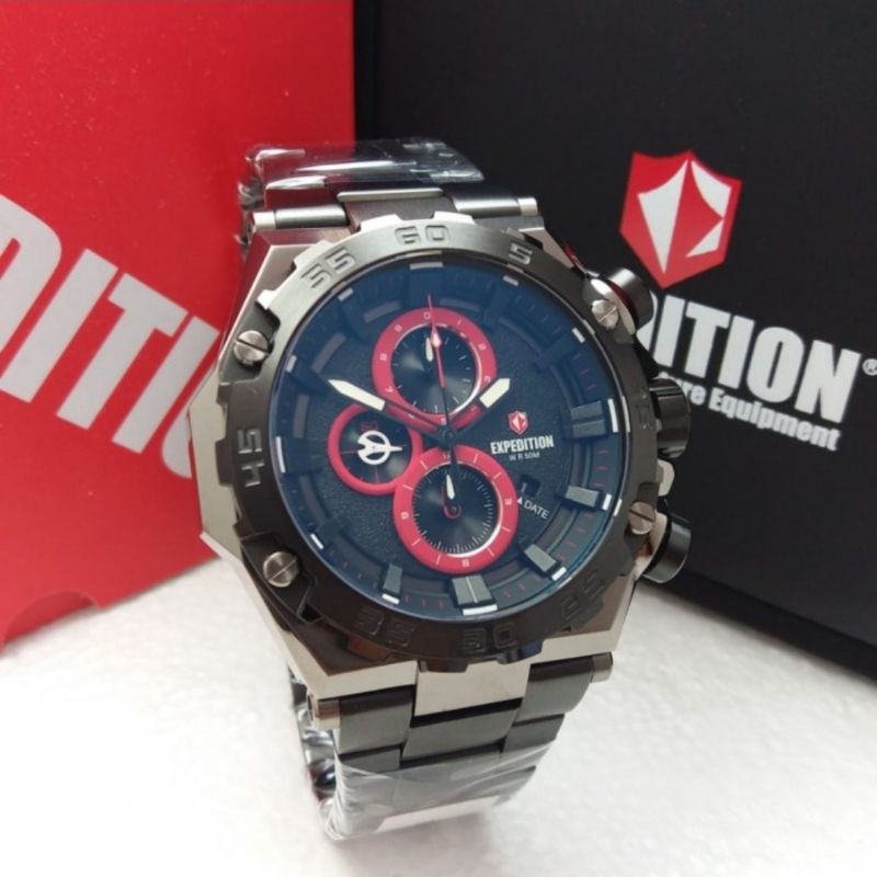 JAM TANGAN EXPEDITION ORIGINAL PRIA E6797 / E 6797 BLACK RED