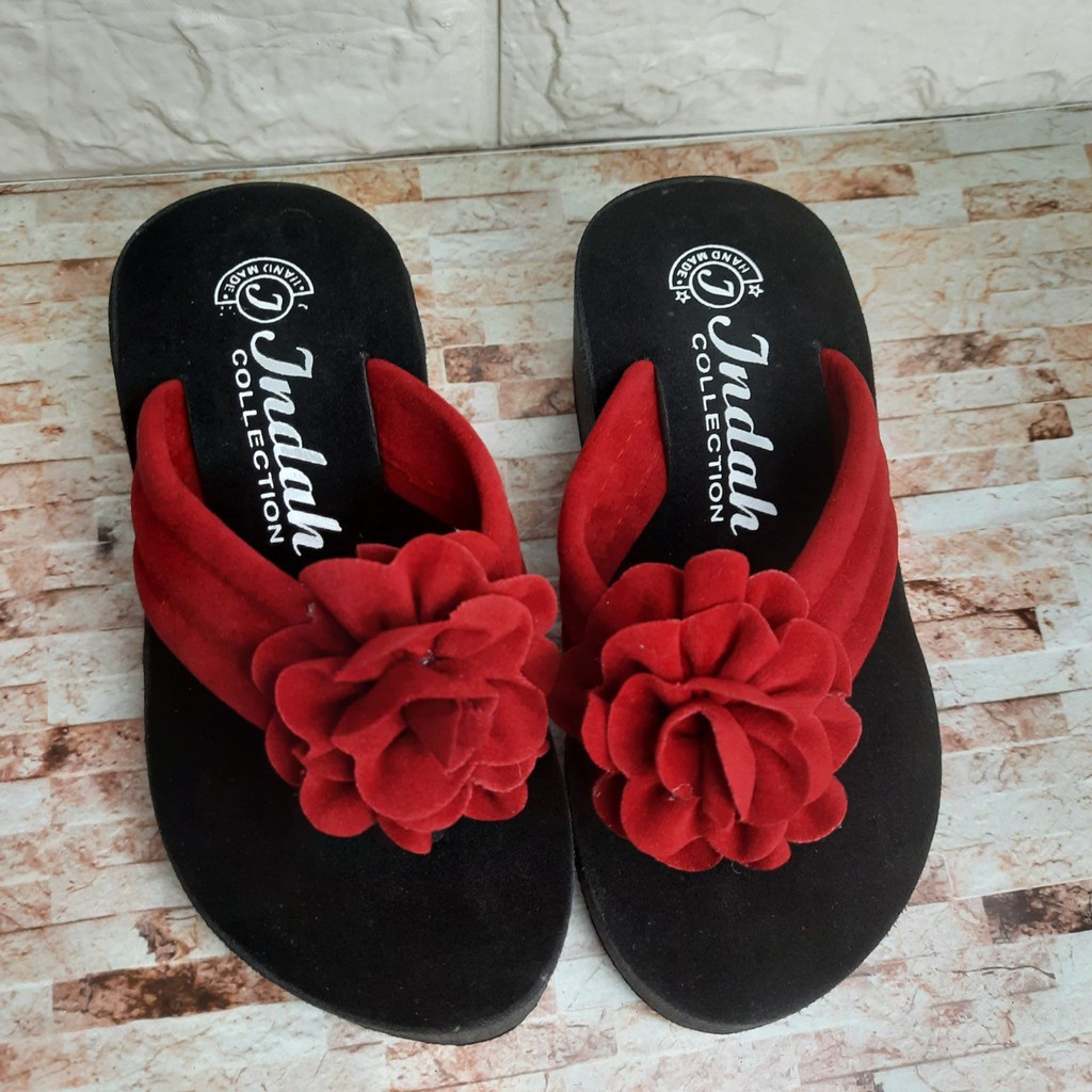 [TAMAN SEPATUKU] SANDAL SPONS TINGGI HAK BUNGA ANAK 3 4 5 6 7 8 TAHUN KAX01