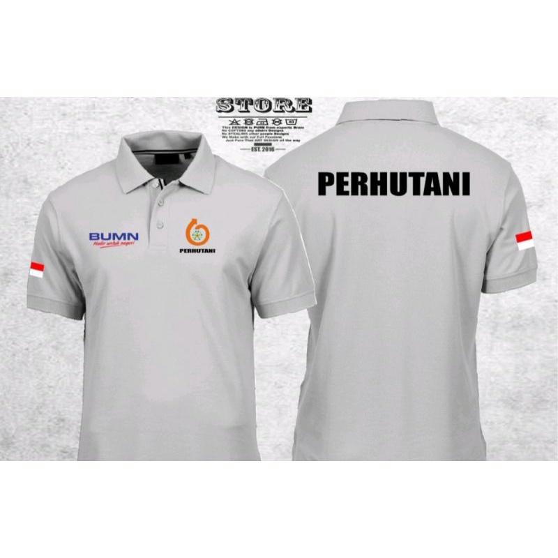 Kaos BUMN PERHUTAN Kaos Kerah PERHUTANAN Kaos Polo Shirt PERHUTANAN Full Bordir.