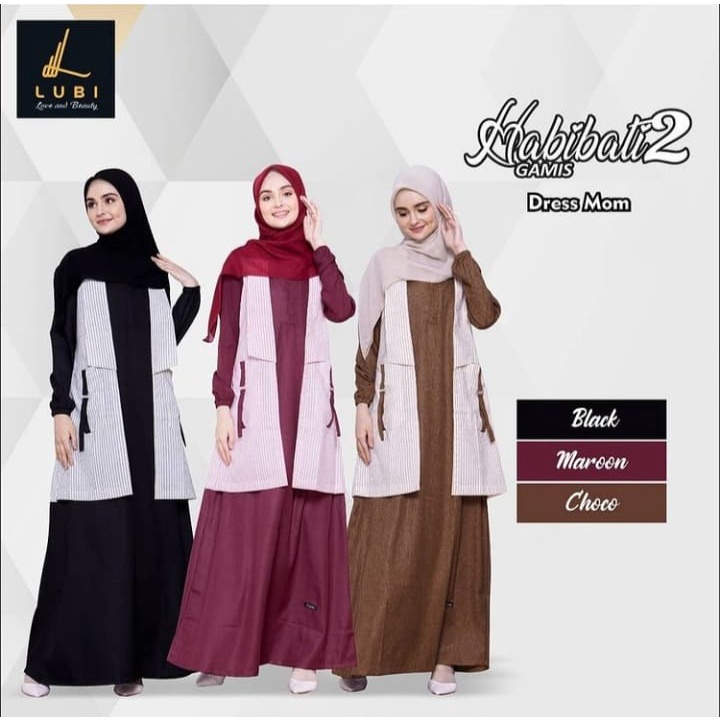 Cod Gamis Lubi Terbaru 2022 Gamis Lubi Habibati 2 Dress Wanita Kekinian Gamis Lubi Premium Baju Ters