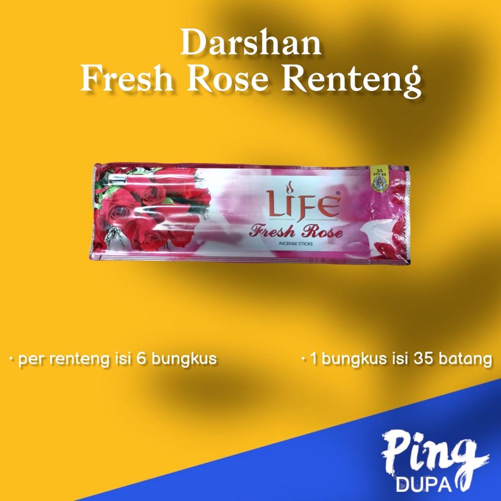 Per renteng Dupa Hio Fresh Rose Renteng isi 35 batang By Darshan Life India