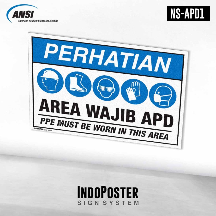 

Stiker K3 Safety Sign ANSI Area Wajib APD Alat Pelindung Diri PPE