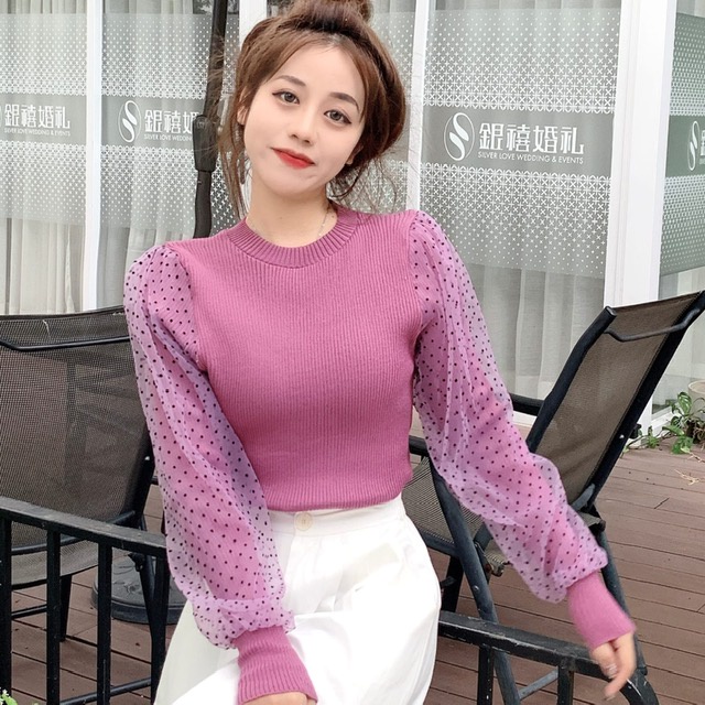 TM - C497 Blouse Luisa Polkadot Knit Top Import