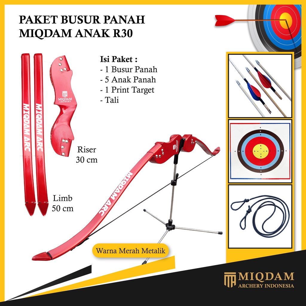 Busur Panah Miqdam Anak R30 || Face Target || 5 Arrow