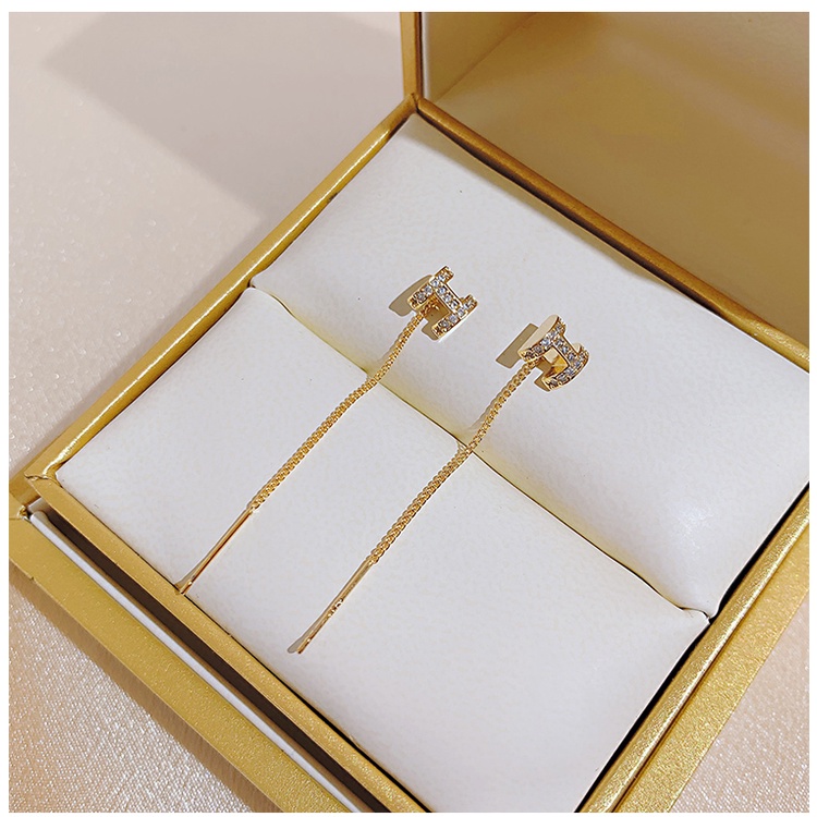 Anting Tusuk Silver S925 Desain Huruf H Mini Simple Aksesoris Wanita