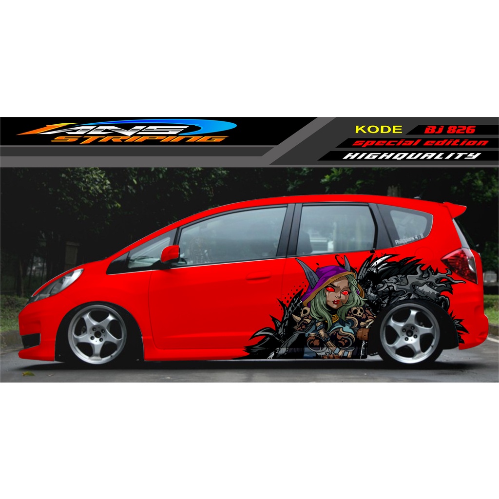 STICKER DECAL MOBIL HONDA JAZZ, SIGRA, YARIS, SWIFT / DECAL MOBIL / DECAL STICKER MOBIL ANIMASI