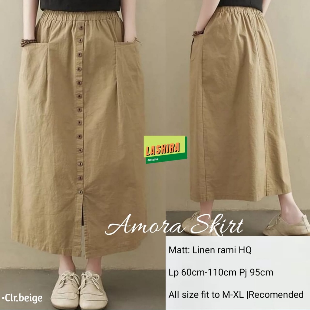 amora skirt skrit rok bawahan polos panjang pinggang karet lp 60 - 110 anak wanita perempuan dewasa 