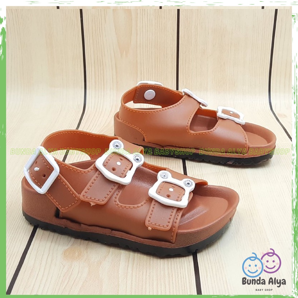 Sandal Anak Perempuan 3 4 5 6 Tahun COKLAT Elastis - Sendal Anak Cewek Model Tali Anti Licin - Sendal Anak Kekinian