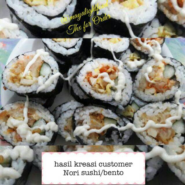 nori sushi 10 lembar rumput laut termurah bahan sushi nori manjun sakao kimbap bento seaweed rumput laut jepang