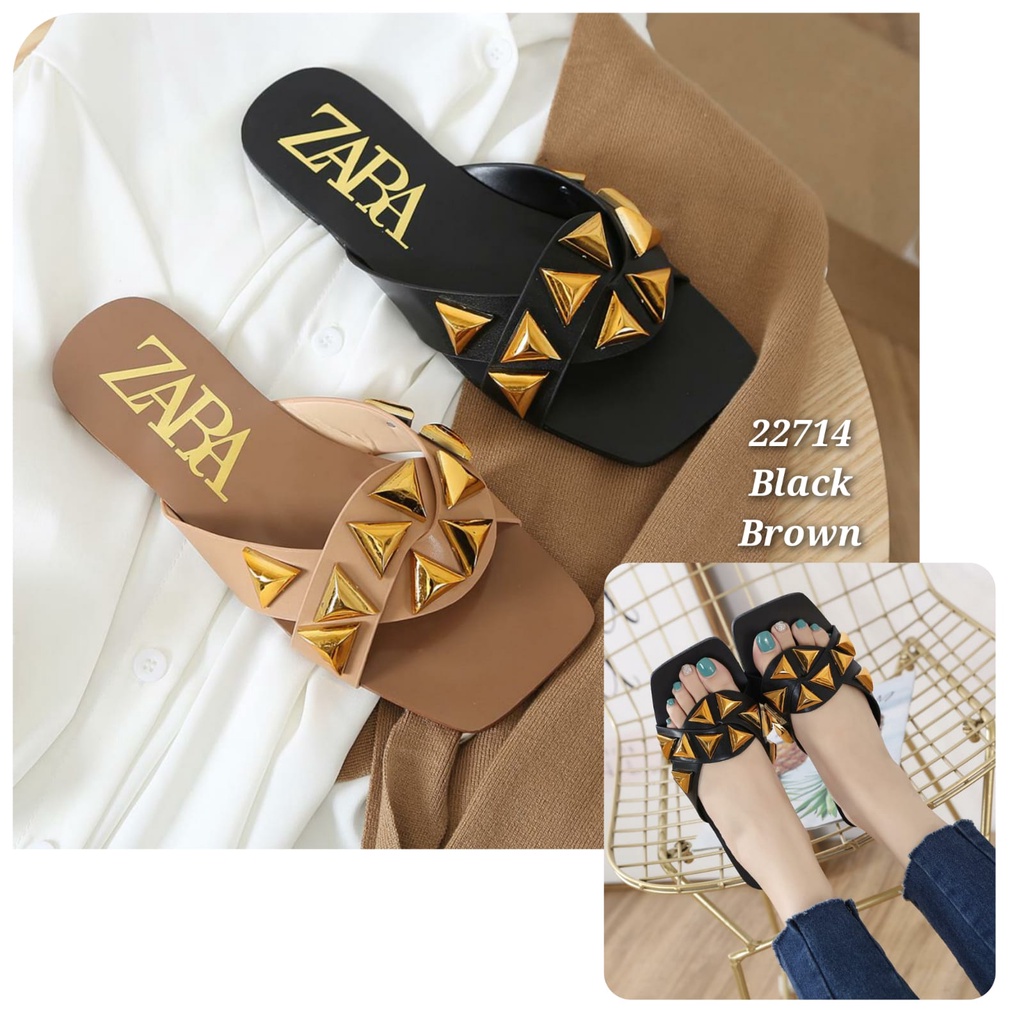 NEW ARRIVAL BEST SELLER SANDAL WANITA FLAT IMPORT TERMURAH  22714