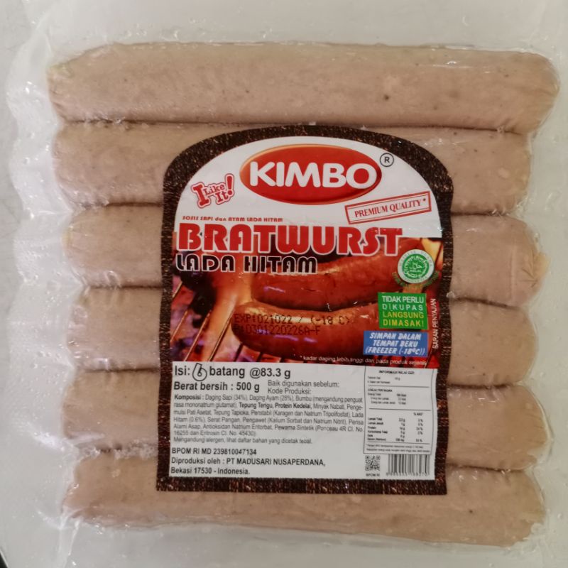 Jual Kimbo Sosis Jumbo Bratwurst Lada Hitam 6s 500gr Indonesia|Shopee ...