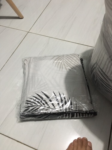 Bedcover Set Katun Lokal Premium Palma Hitam/putih