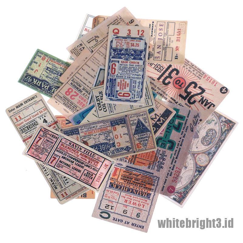 (white3) 22pcs / Pak Stiker Vintage Motif Tiket Untuk Dekorasi scrapbook / diary / Album / notebook DIY