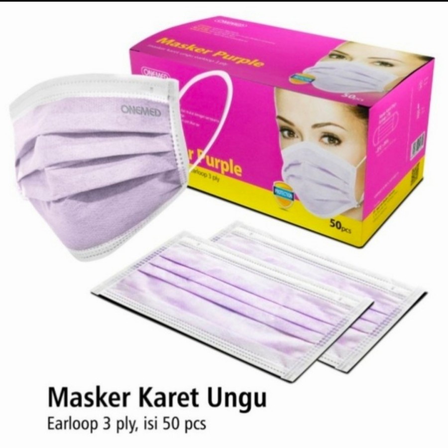 masker earloop onemed ungu medis - masker medis onemed purple