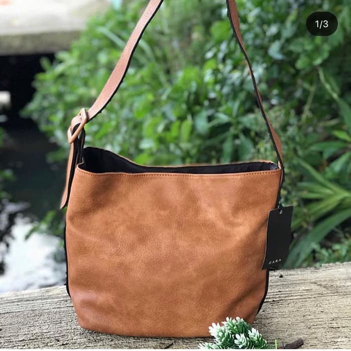 Tas wanita zara sling hobo original import termurah,supplier tangan k1 - Cokelat Tua