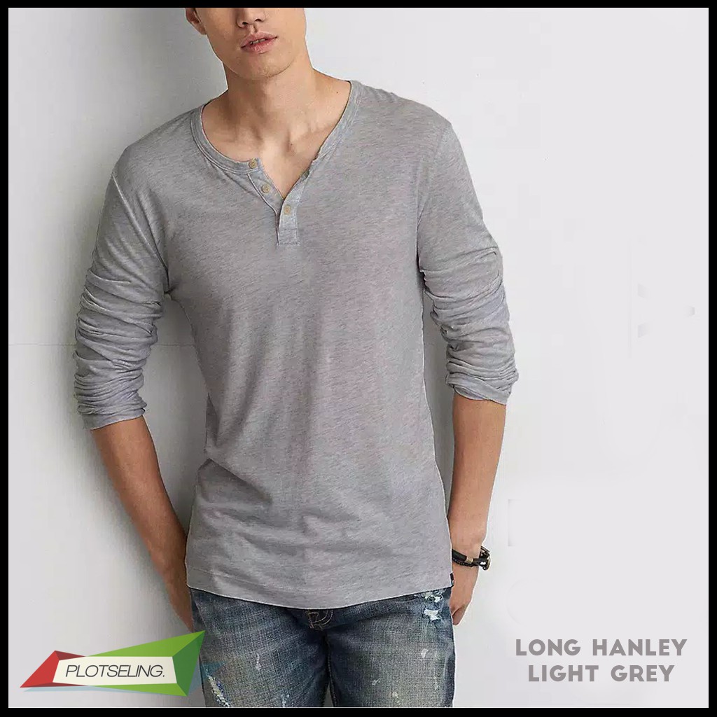 Kaos Polos Oblong HENLEY Pria Lengan Panjang IMPORT COTTON PREMIUM QUALITY - LONG HENLEY ORIGINAL