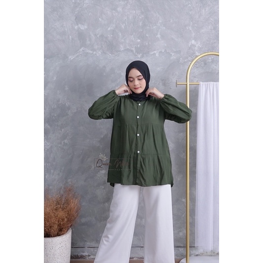 BLOUSE WANITA RAYON CRINKLE PREMIUM MADE CESI REKSA-Cesi Army