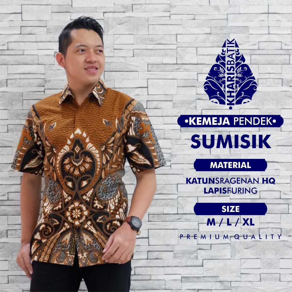 Sumisik ORI KHARIS Kemeja Batik Lengan Pendek Katun Primisima Berfuring