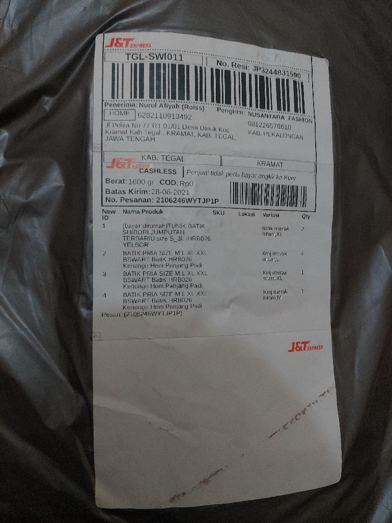 Batik Pria Size M L Xl Xxl  Bswart Batik Hrb026 Kenongo Hem Panjang Padi