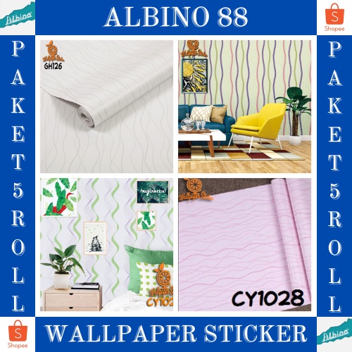 PROMO PAKET 5 ROLL WALLPAPER STICKER DINDING/ WALLPAPER RUANG TAMU/ WALLSTICKER/ MOTIF BATIK ELEGANT TERMURAH