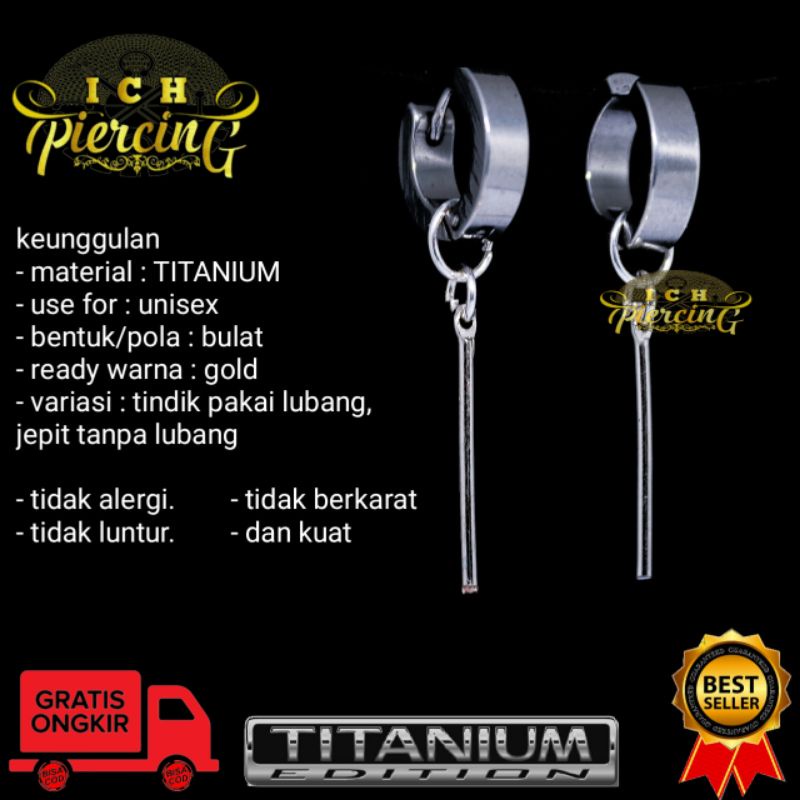 anting tindik dan jepit model batang 1 silver / anting tindik dan jepit titanium silver / ICH PIERCING