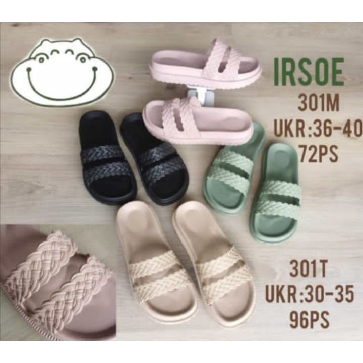 (COD) Sandal Selop Tali Dua Kepang Wanita Karet Jelly Irsoe 301