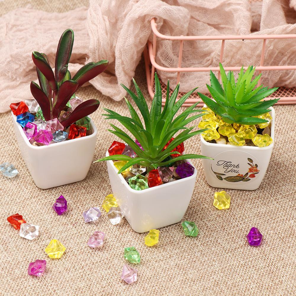 Solighter 50 Pcs/Tas Batu Buatan DIY Kerajinan Confetti Warna-Warni Tangki Ikan Dekorasi Batu Bulat Aquarium Landscape Pebbles